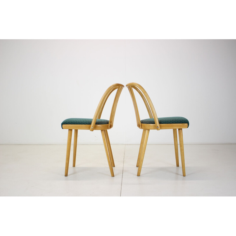Set van 4 vintage stoelen van hout en stof van Antonin Suman, Tsjechoslowakije 1960