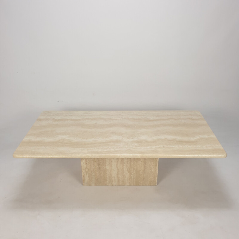 Italian vintage travertine coffee table, 1980s