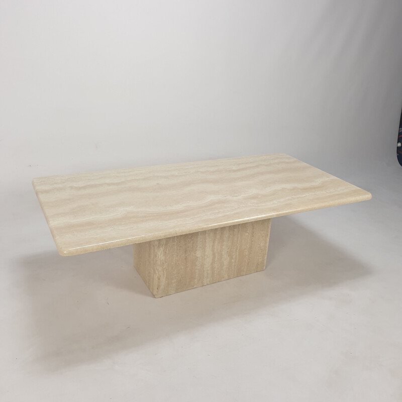 Italian vintage travertine coffee table, 1980s