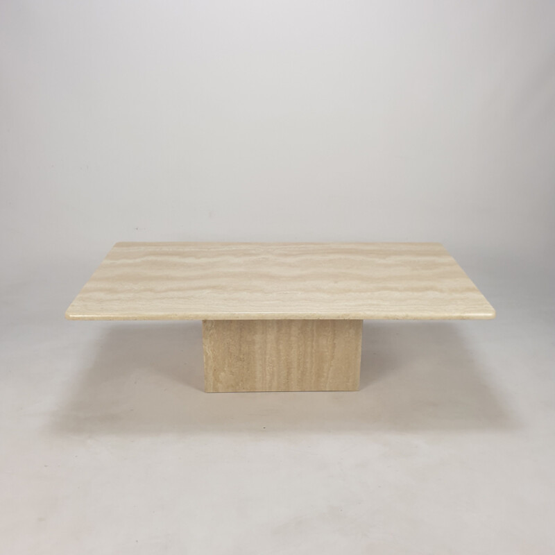 Italian vintage travertine coffee table, 1980s