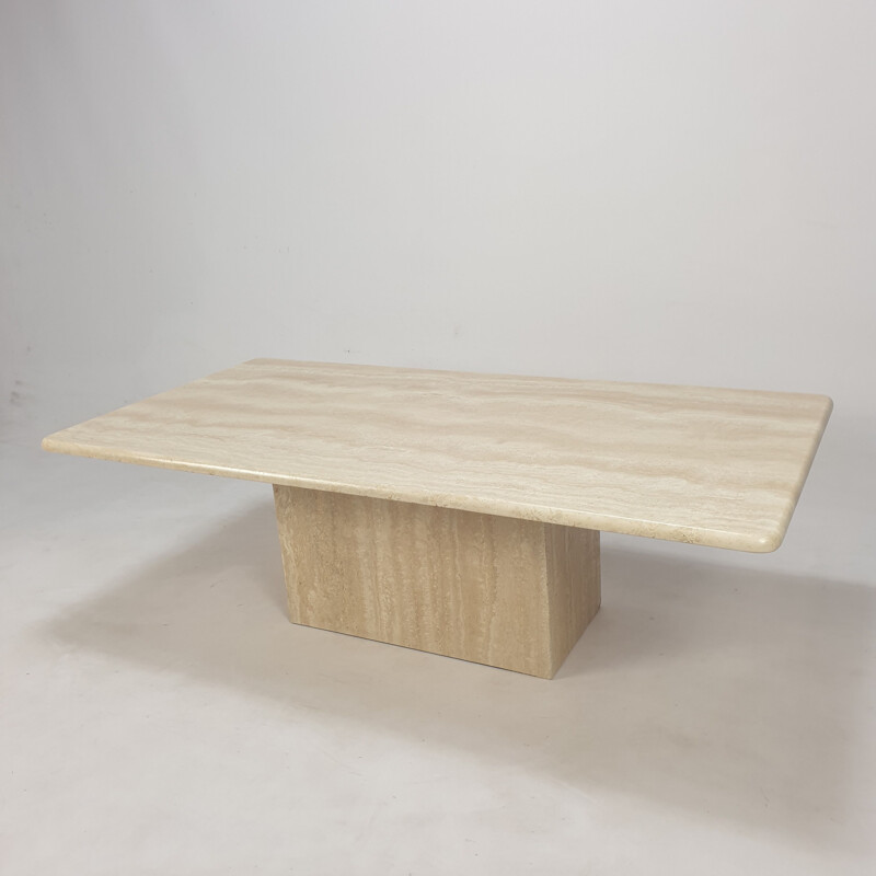 Italian vintage travertine coffee table, 1980s