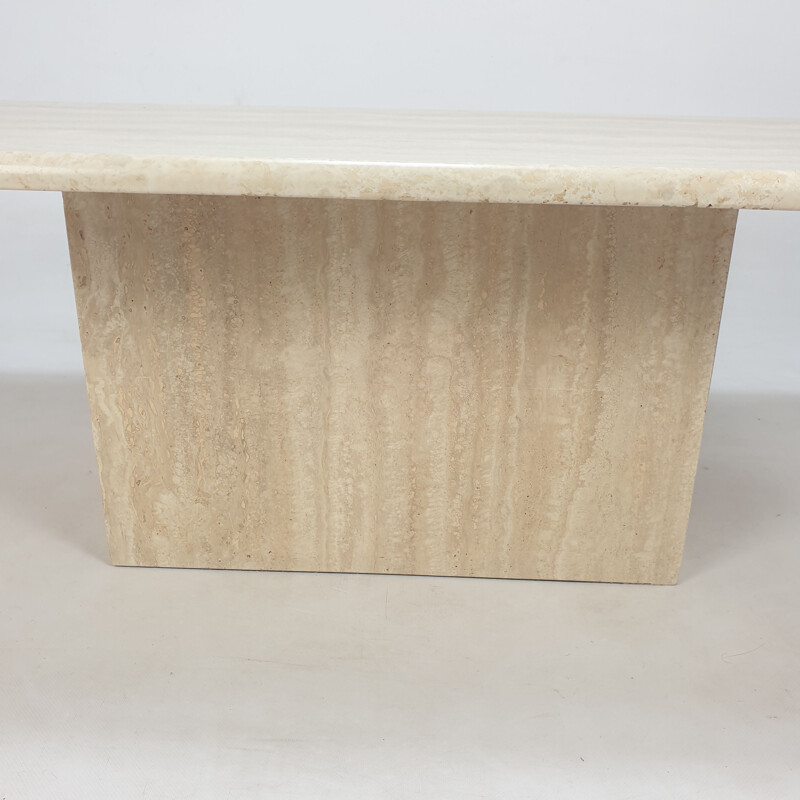 Italian vintage travertine coffee table, 1980s