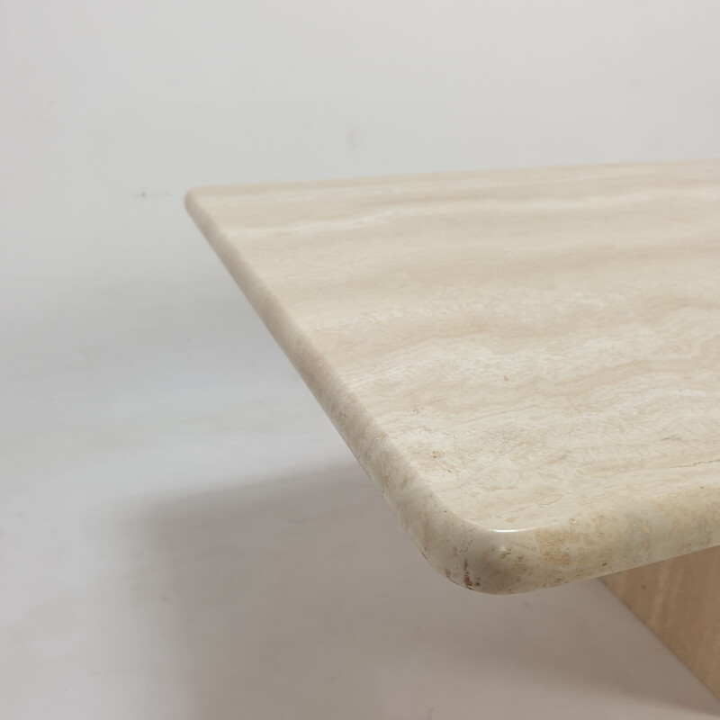 Italian vintage travertine coffee table, 1980s