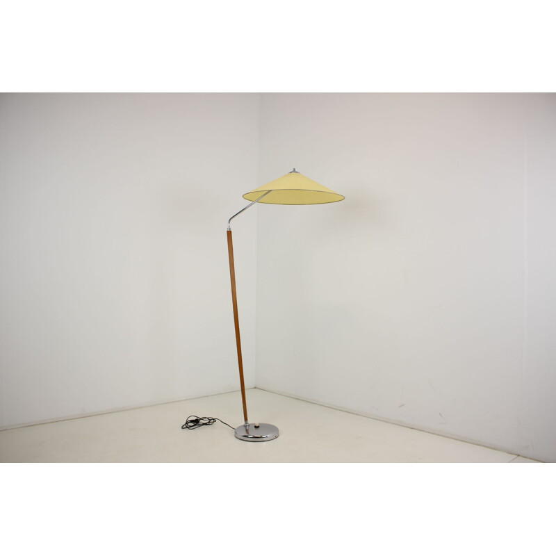 Mid century parchment paper floor lamp, Czechoslovakia 1960s