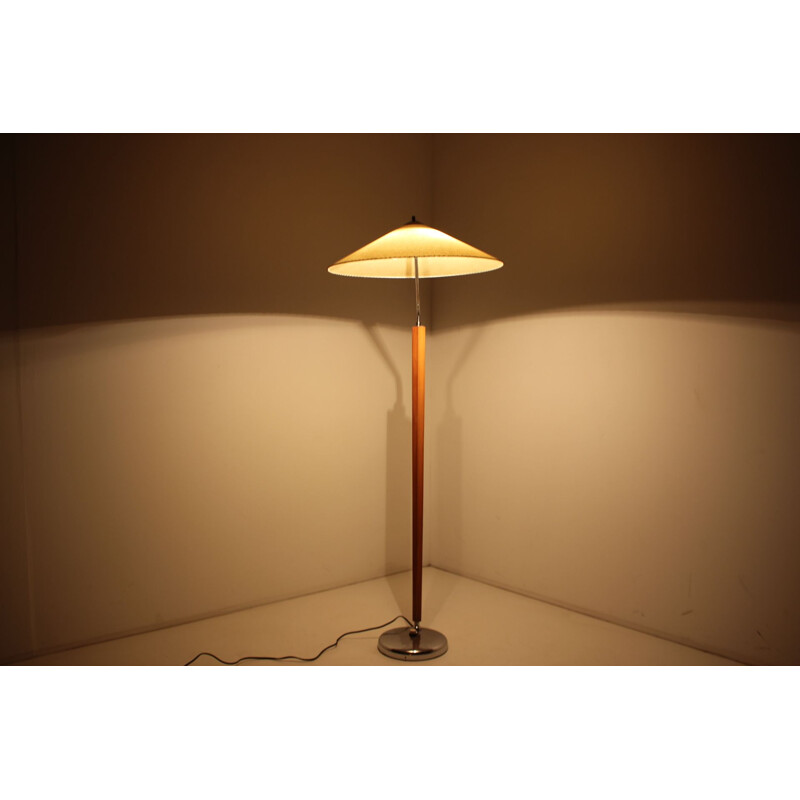 Mid century parchment paper floor lamp, Czechoslovakia 1960s