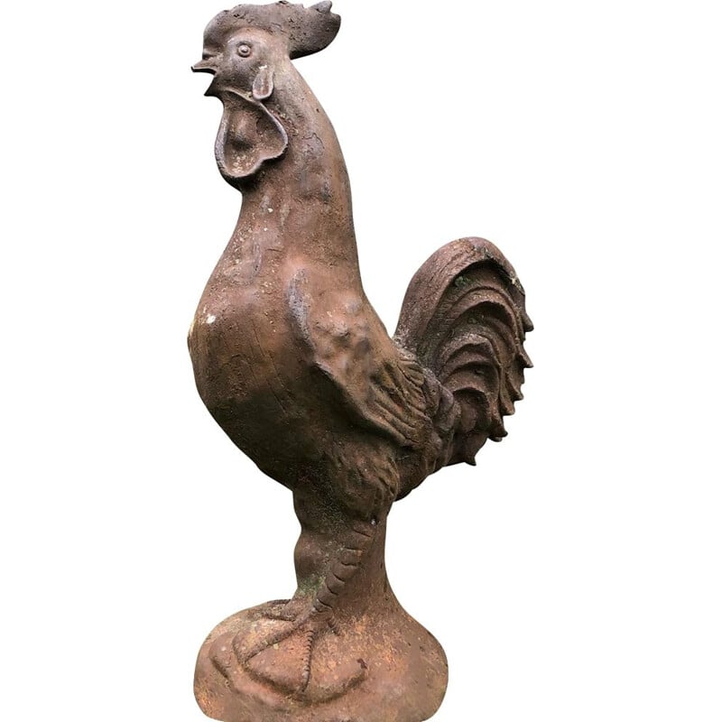 Vintage cast iron rooster statue, 1900