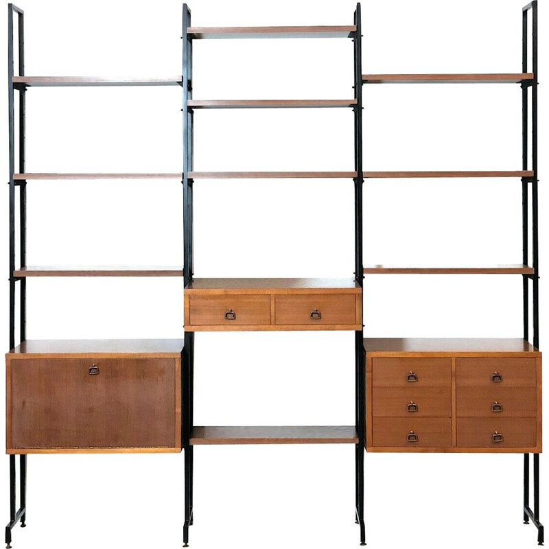 Vintage teak modular shelving system, Italy 1960