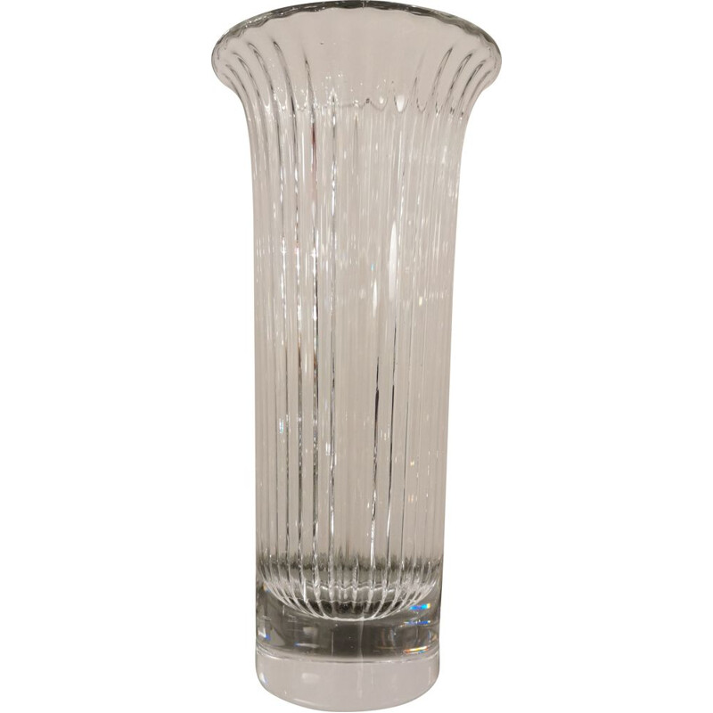 Vintage roller vase in Vannes crystal, 1970