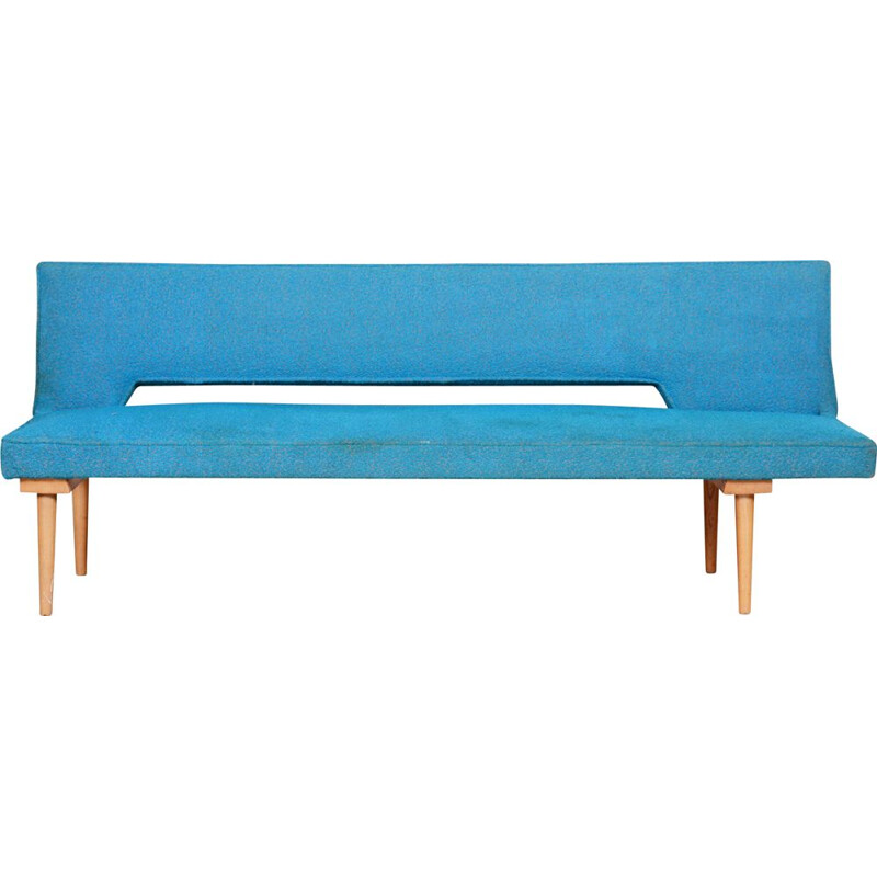 Blue mid century sofa by Miroslav Navrátil, 1950s