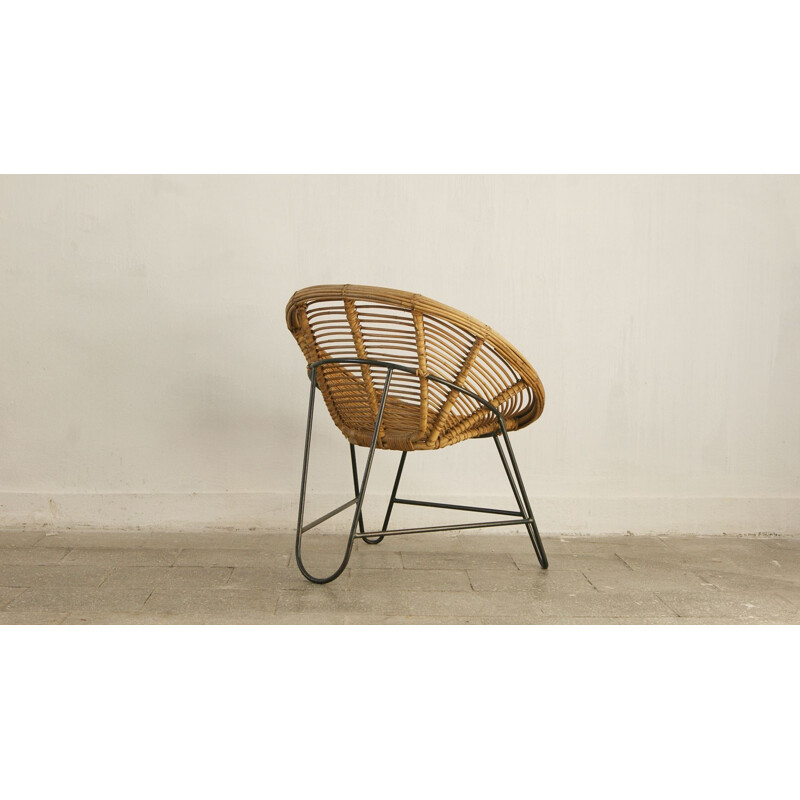 Mid-century rattan armchair, 1950s