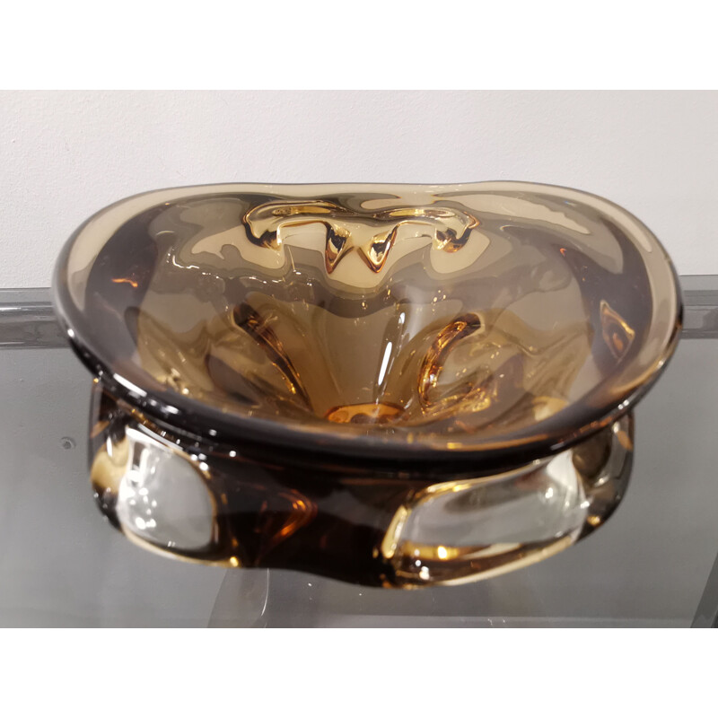 Taça de vidro Vintage por Jan Beranek para Srkdlovice Glass, 1960