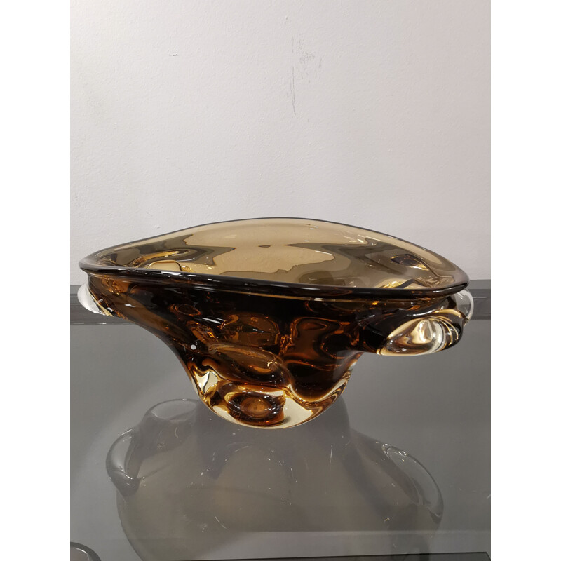 Coupe vintage en verre de Jan Beranek pour Srkdlovice Glass, 1960