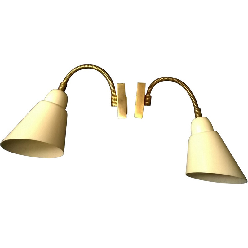 Pair of Italian Arteluce wall lamps in brass, Gino SARFATTI - 1950s