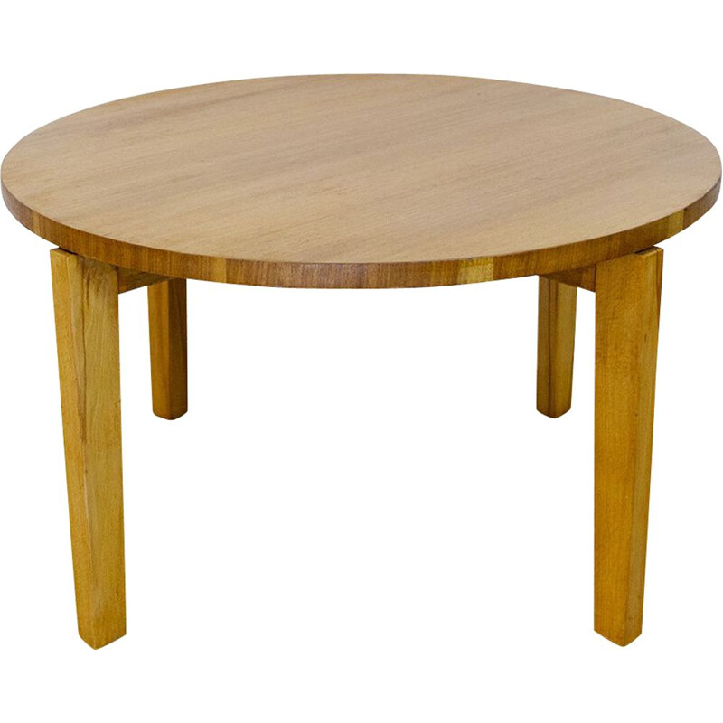 Vintage round teak coffee table, 1960s
