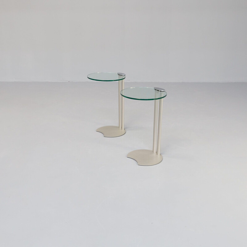 Paire de tables d'appoint vintage en métal et verre par Horst Brüning