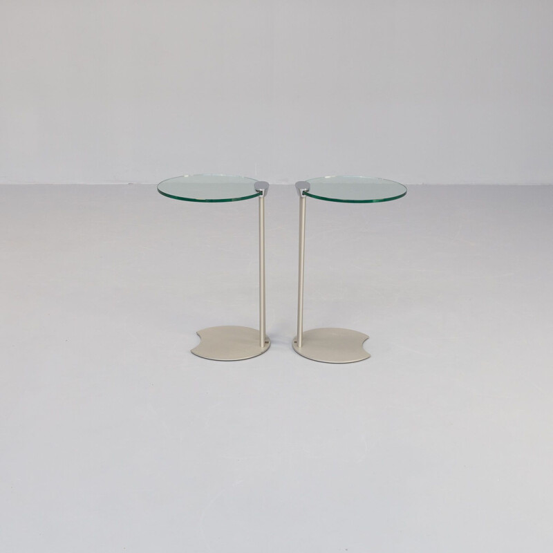 Paire de tables d'appoint vintage en métal et verre par Horst Brüning