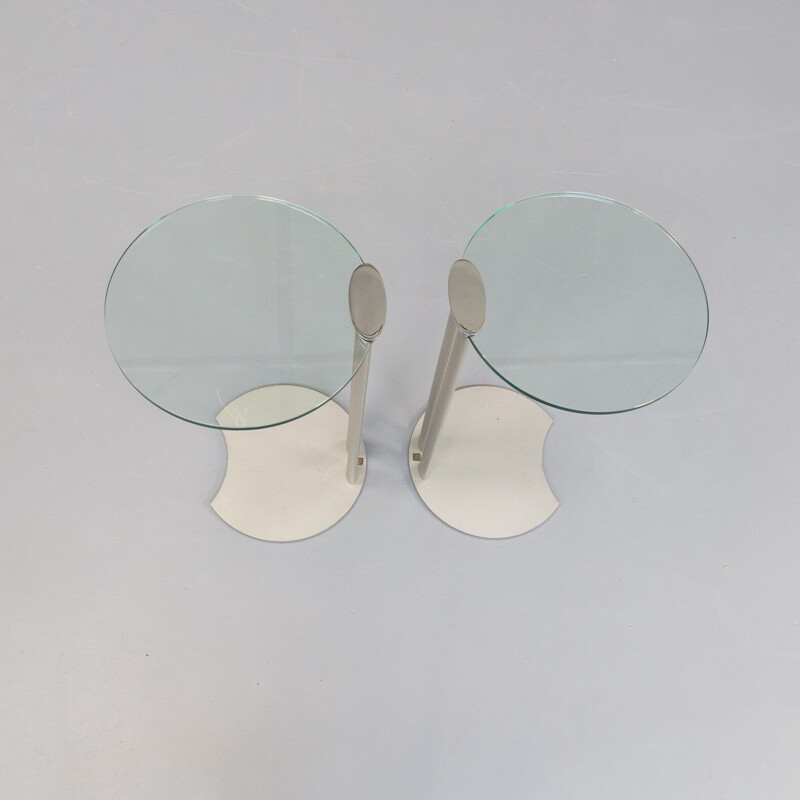 Coppia di tavolini vintage in metallo e vetro di Horst Brüning