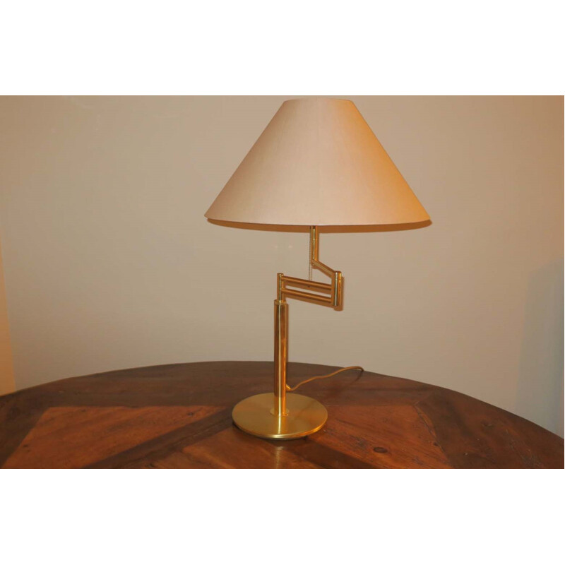 Vintage multi-adjustable Italian brass table lamp, 1970s