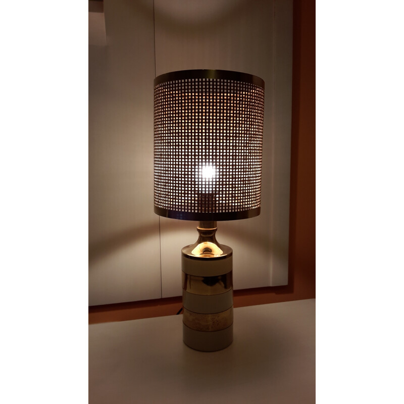 Italian table lamp with woven shade - 1970s
