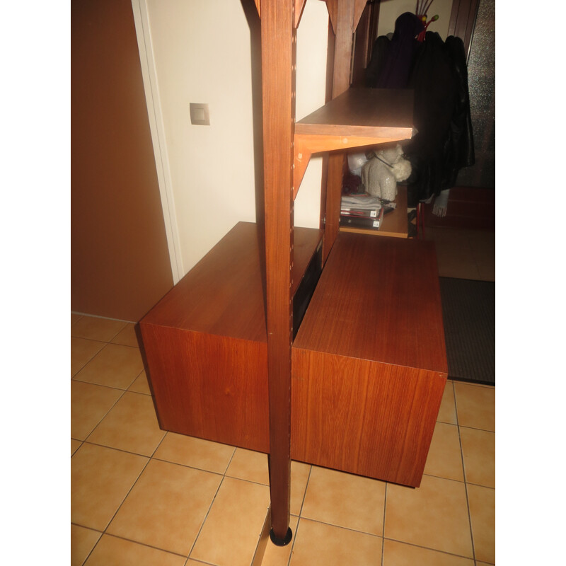 Danish telescopic shelves in teak, Poul CADOVIUS - 1960s