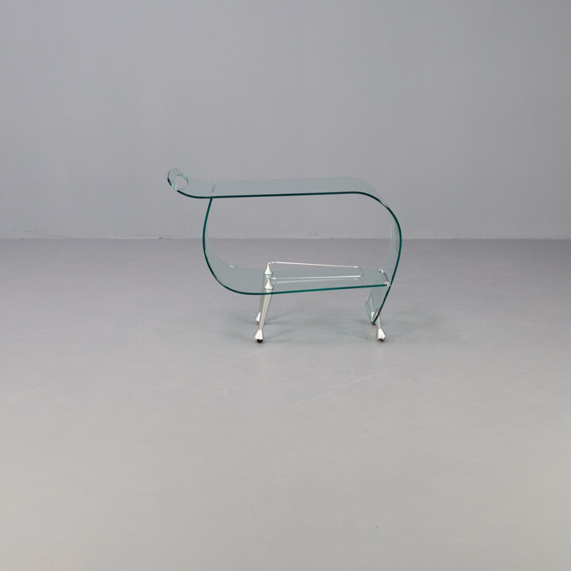 Vintage glass bar trolley by Massimo Iosa-Ghini for Fiam, Italy 1990s