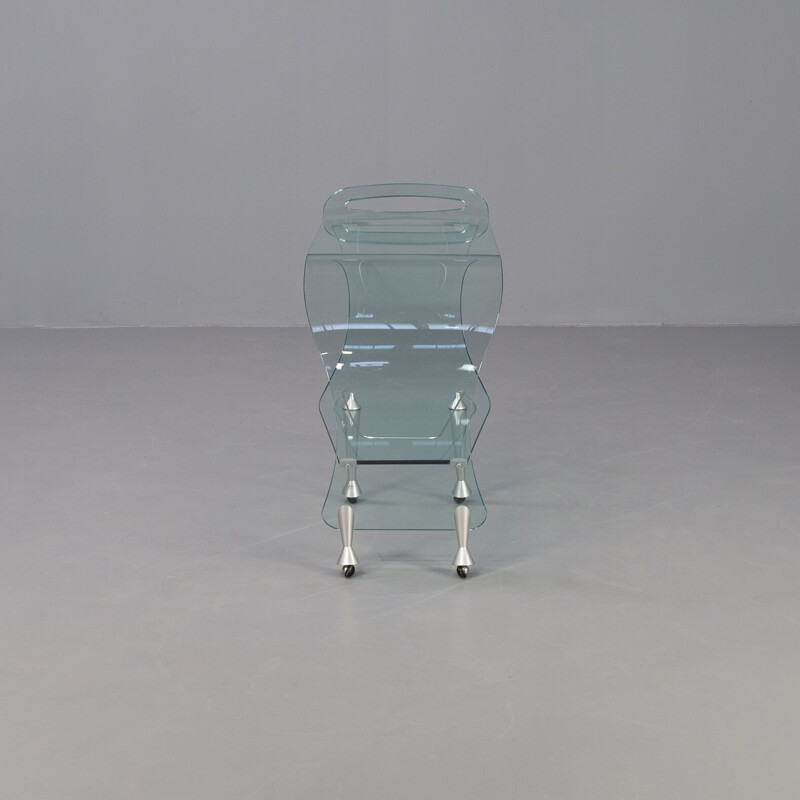 Vintage glass bar trolley by Massimo Iosa-Ghini for Fiam, Italy 1990s