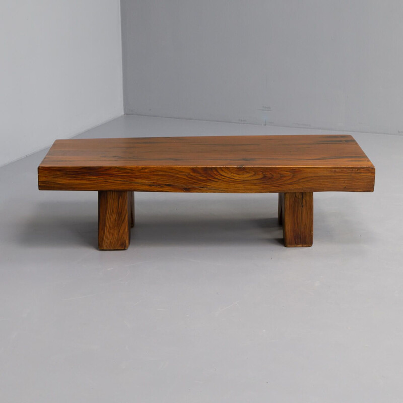 Vintage oakwood brutalist coffee table