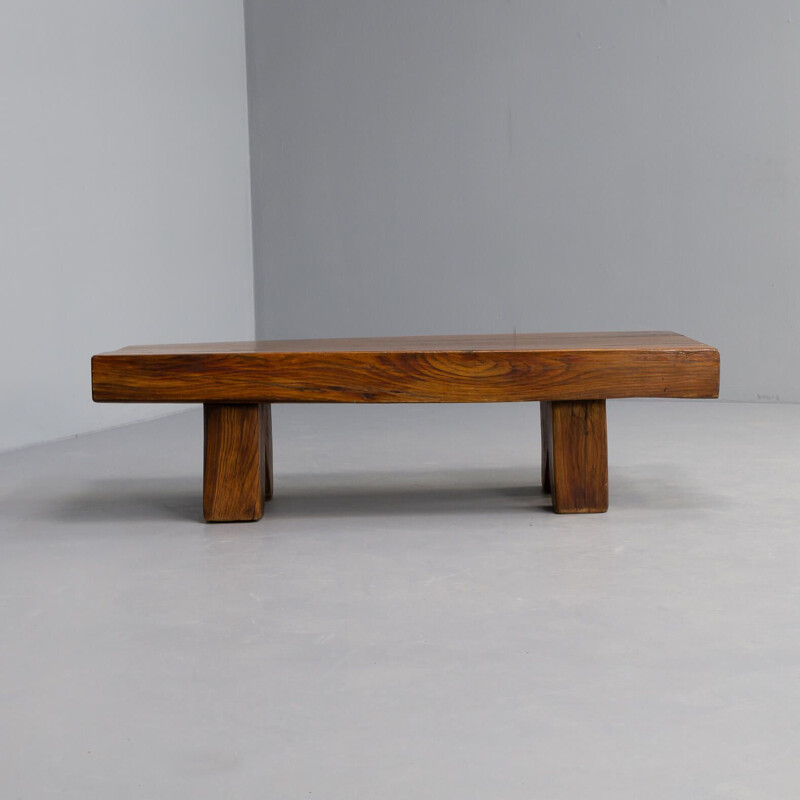 Vintage oakwood brutalist coffee table