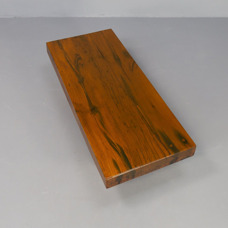 Vintage oakwood brutalist coffee table