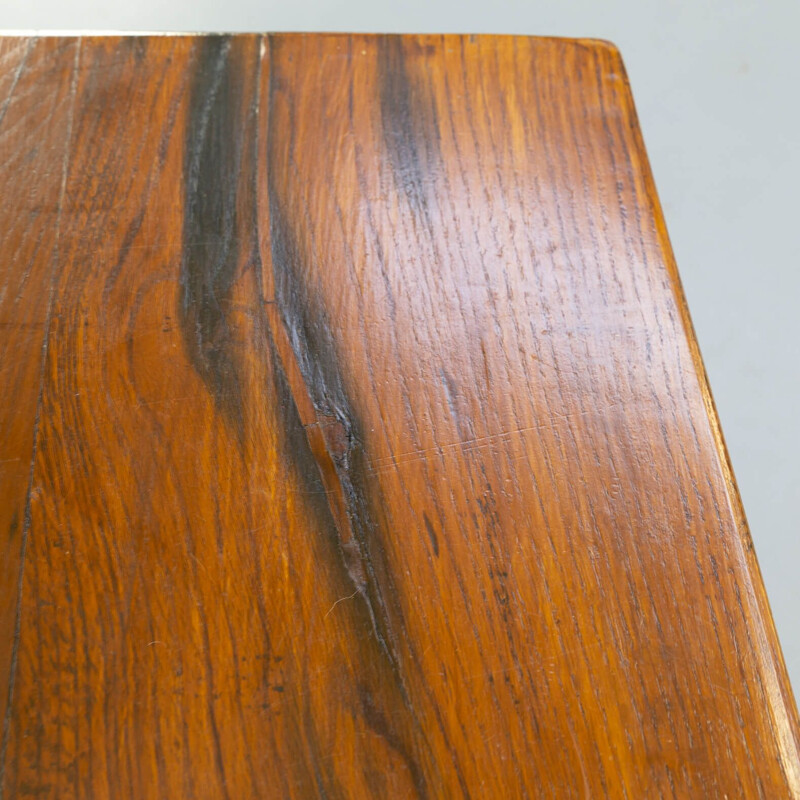 Table basse brutaliste vintage en chêne
