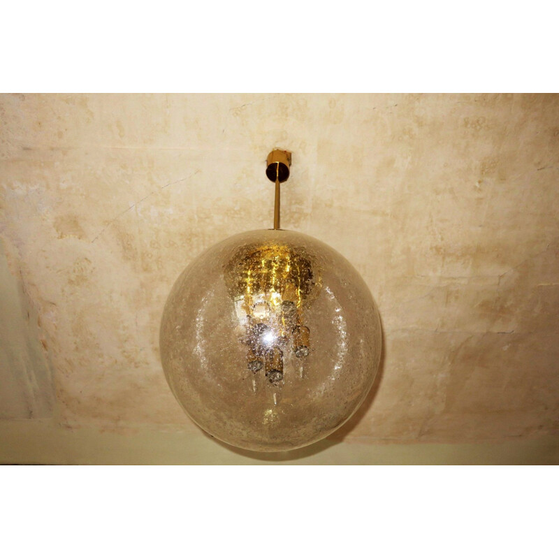 Vintage brass and glass pendant lamp by Ger Furth for Doria Leuchten, 1970