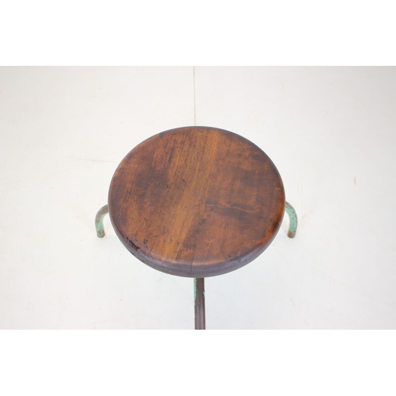 Vintage adjustable stool with patina, Czechoslovakia 1950s