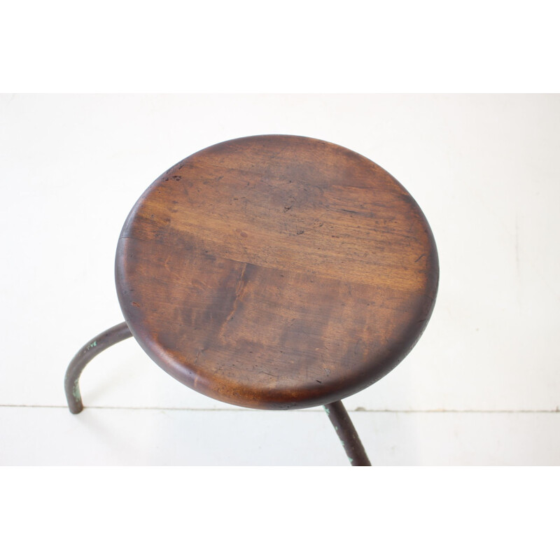 Vintage adjustable stool with patina, Czechoslovakia 1950s