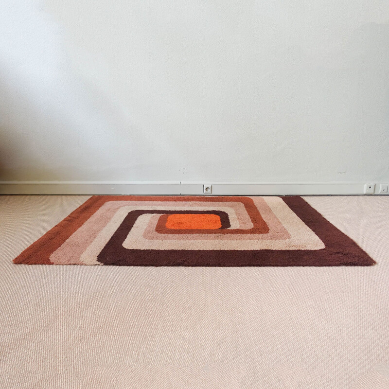 Vintage geometric rug, Holland 1970s