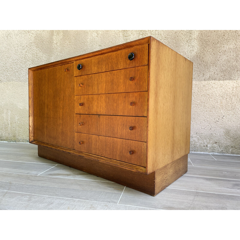 Scandinavian vintage sideboard has a crazy style with 5 drawers