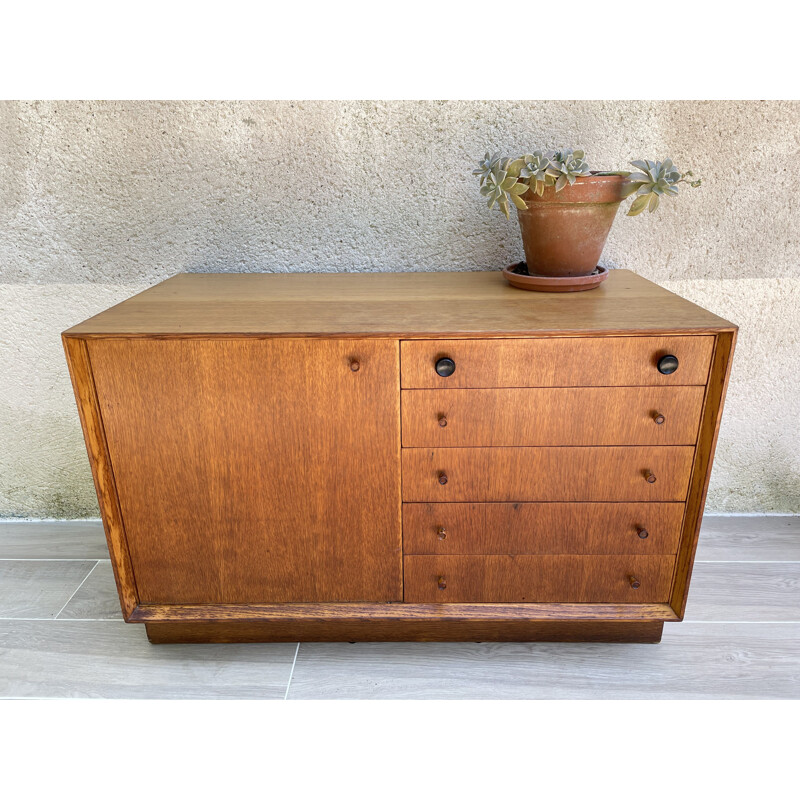 Scandinavian vintage sideboard has a crazy style with 5 drawers