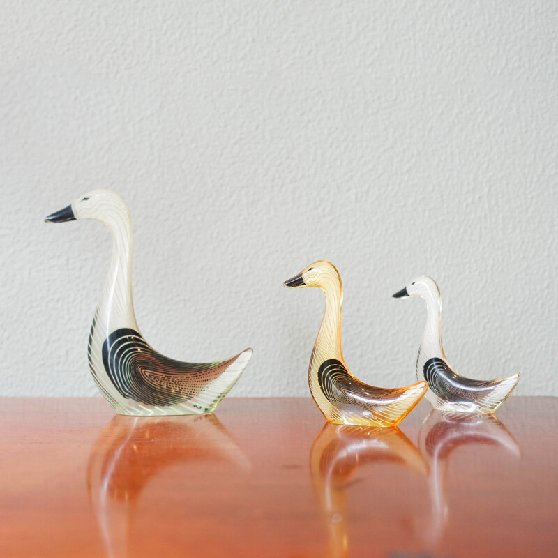 Set of 3 vintage acrylic glass geese by Abraham Palatnik, Brazil 1970