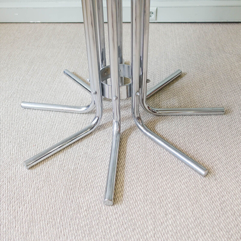 Italian vintage tubular chrome & glass dining table, 1970s