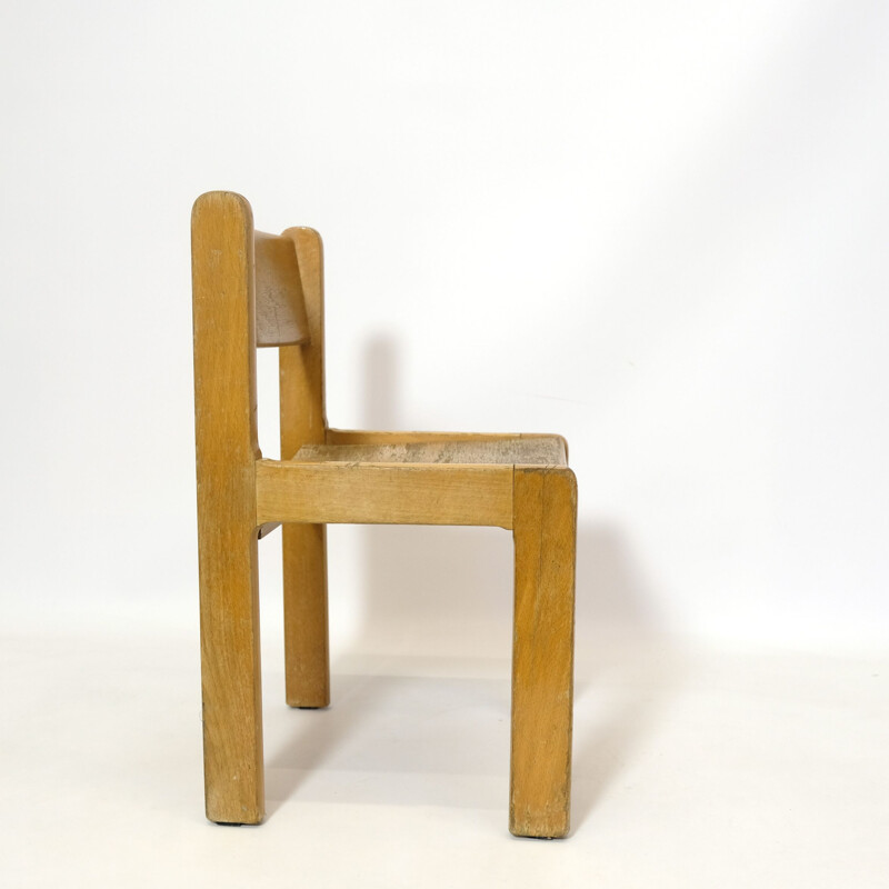 Silla infantil vintage, toda de madera, 1960-1970