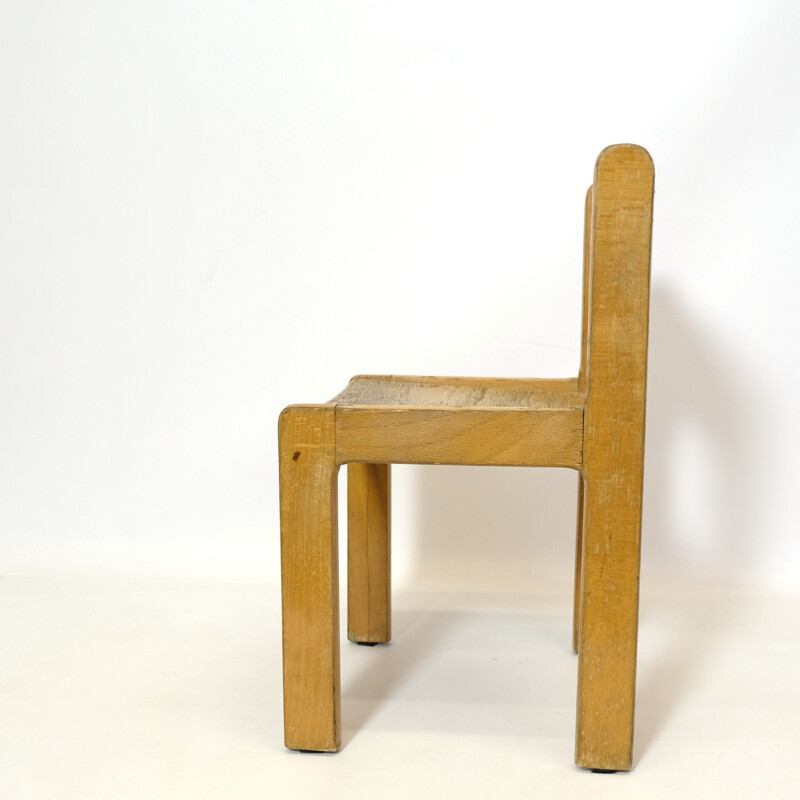 Cadeira de criança Vintage, toda de madeira, 1960-1970