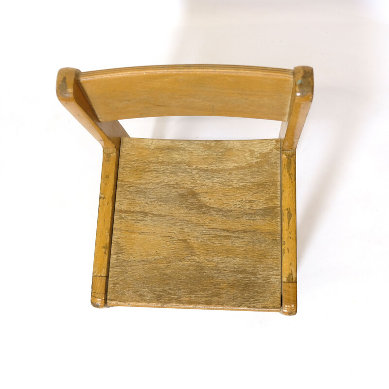 Vintage children's chair all in wood, 1960-1970