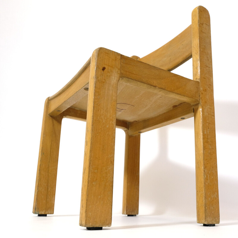 Chaise vintage pour enfant tout en bois, 1960-1970