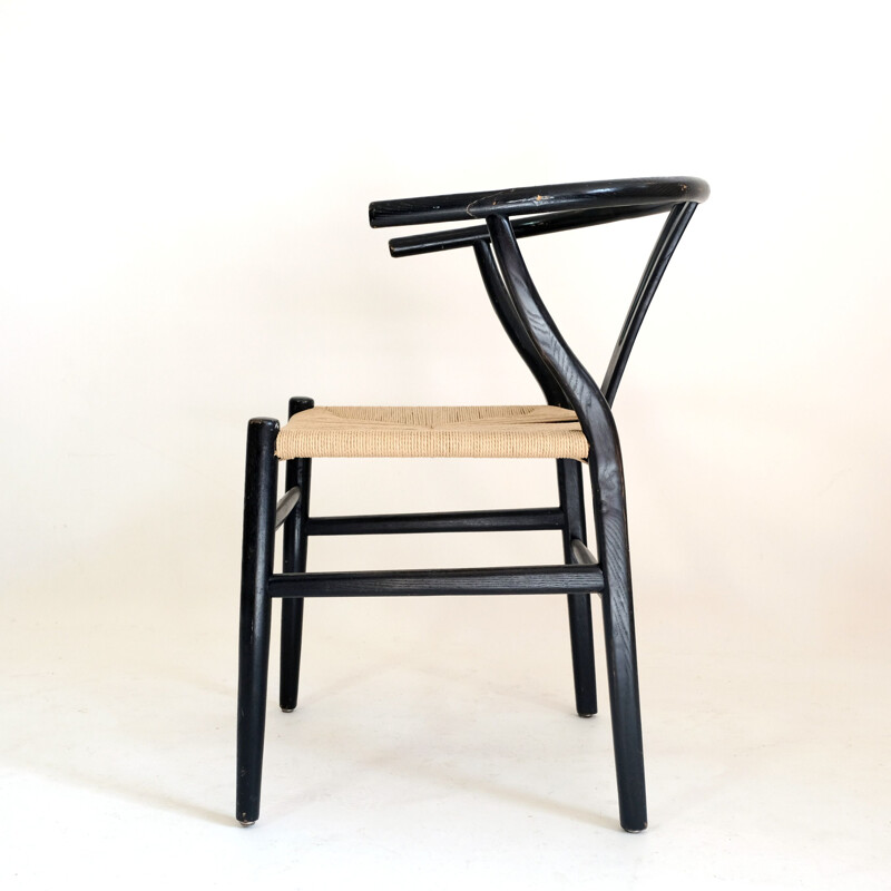 Vintage stoel van gebeitst hout en touw, 1970