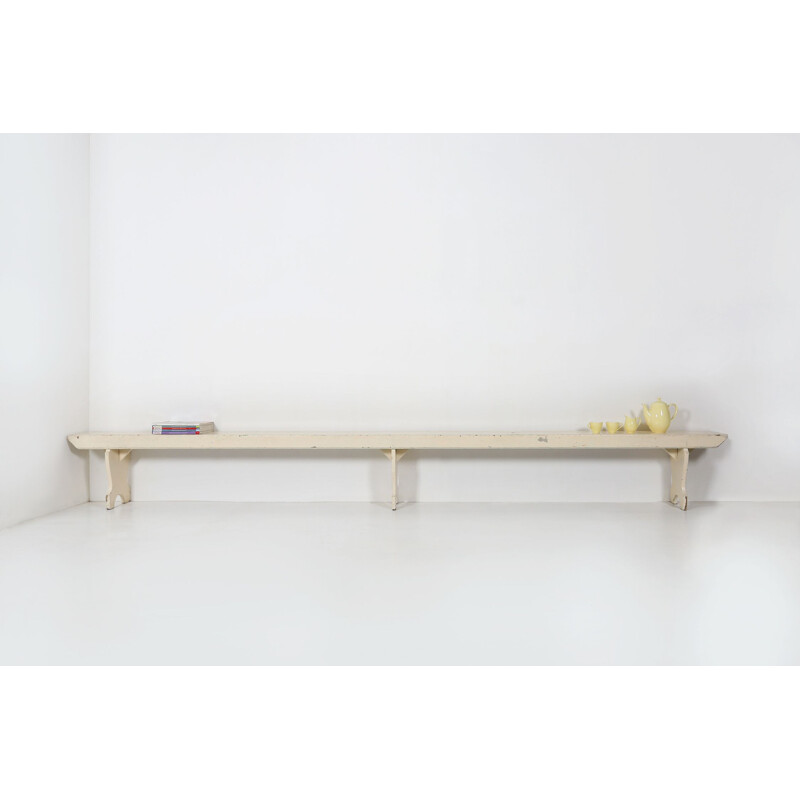 Banc vintage en bois beige, 1900