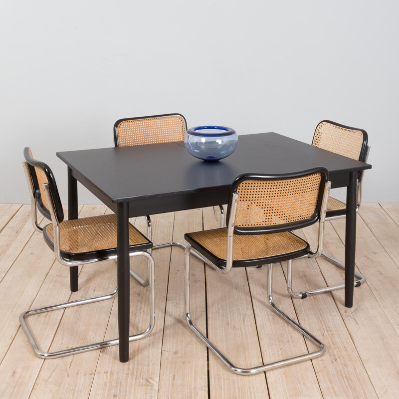 Mid century Danish extendable oakwood table in black lacquer, 1960s