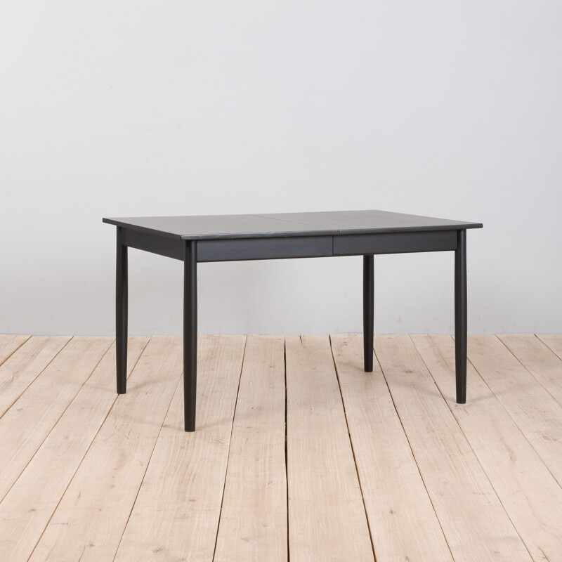 Mid century Danish extendable oakwood table in black lacquer, 1960s