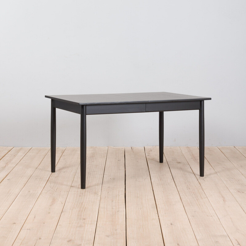 Table extensible danoise vintage en bois de chêne laqué noir, 1960