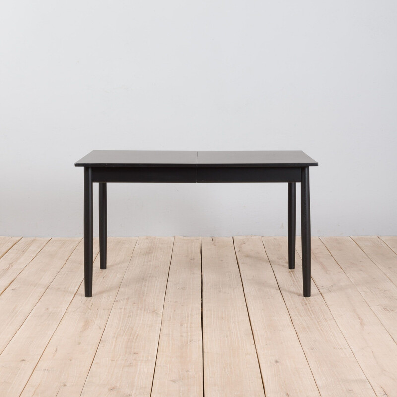 Table extensible danoise vintage en bois de chêne laqué noir, 1960