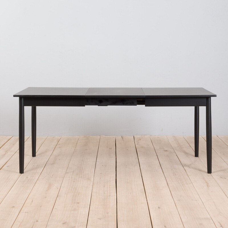 Table extensible danoise vintage en bois de chêne laqué noir, 1960