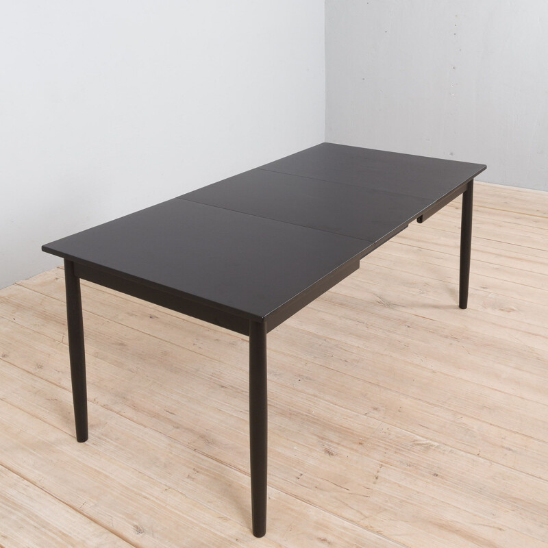 Mid century Danish extendable oakwood table in black lacquer, 1960s